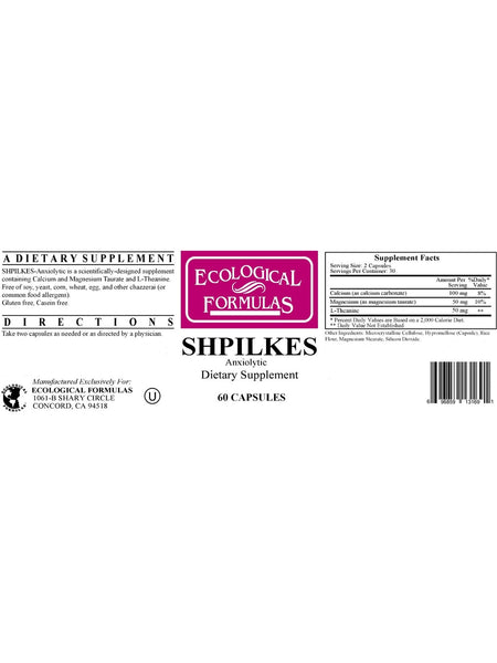Ecological Formulas, Shpilkes, 60 Capsules