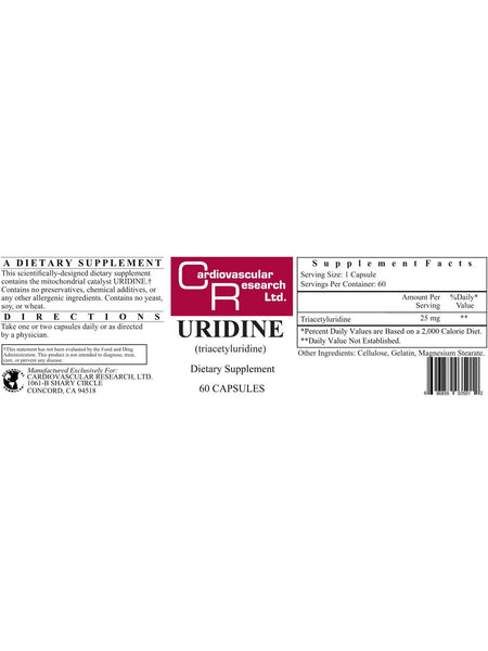 Cardiovascular Research Ltd., Uridine, 60 Capsules