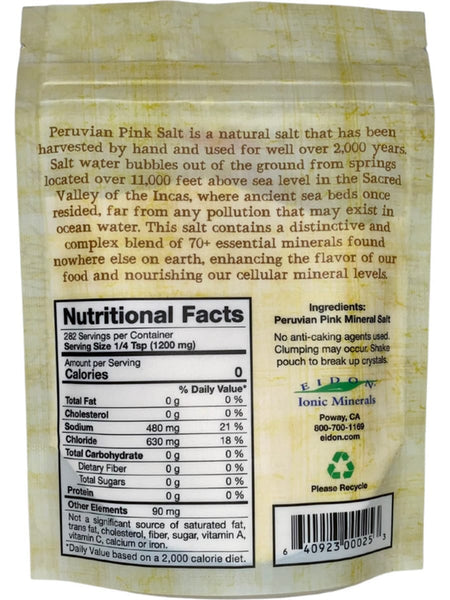 Eidon Ionic Minerals, Peruvian Pink Salt, 12 oz (340g)