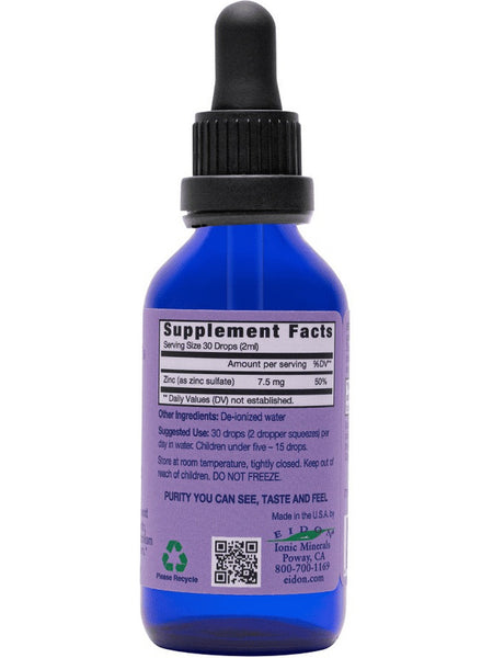 Eidon Ionic Minerals, Zinc, Liquid Concentrate, 2 oz (60ml)