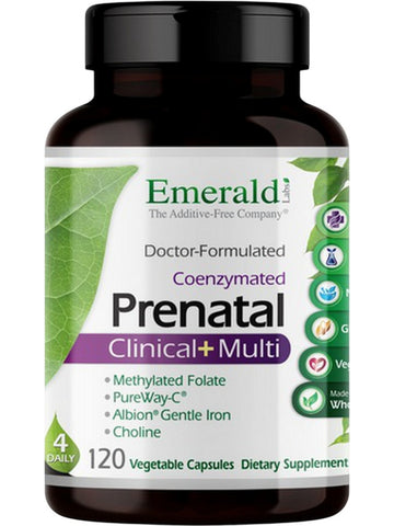 Emerald Labs, Prenatal Clinical+ Multi, 120 Vegetable Capsules