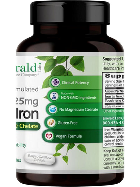 Emerald Labs, Gentle Iron, 25mg, 120 Vegetable Capsules