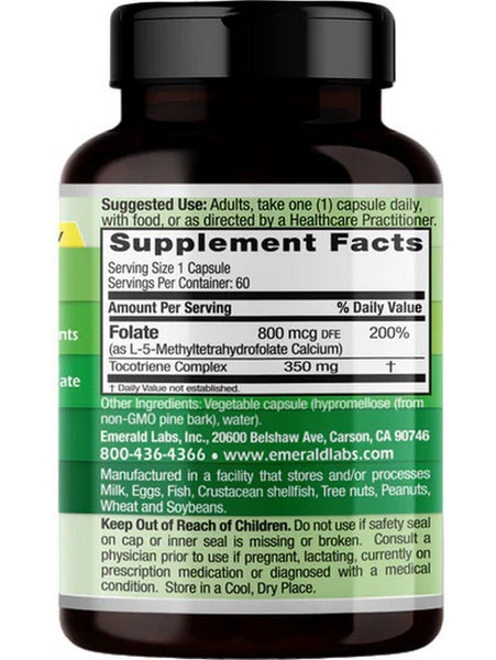 Emerald Labs, Methyl Folate, 800 mcg, 60 Vegetable Capsules