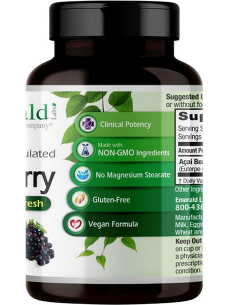 Emerald Labs, Acai Berry, Freeze-Dried Fresh, 60 Vegetable Capsules