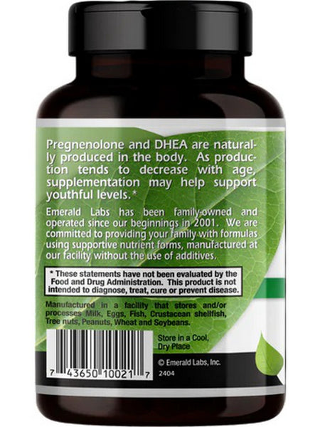 Emerald Labs, Pregnenolone, 25mg + DHEA, 12.5 mg, 60 Vegetable Capsules