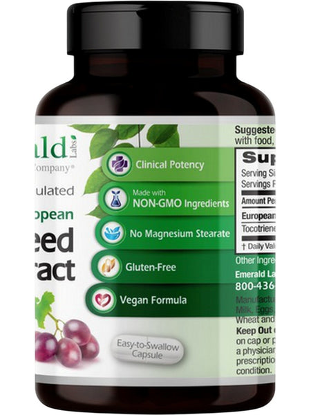 Emerald Labs, European Grape Seed Extract, 90 Vegetable Capsules