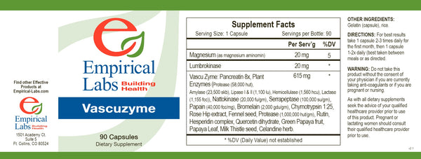 Empirical Labs, Vascuzyme, 90 Capsules