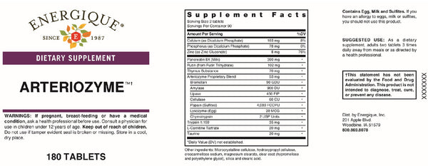 Energique, Arteriozyme, 180 Tablets