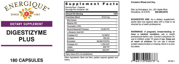 Energique, Digestizyme Plus, 180 Capsules