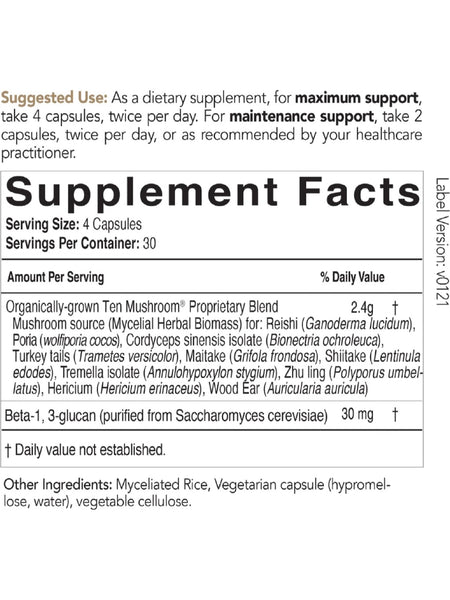 Econugenics, Ten Mushroom Formula, 120 vcaps