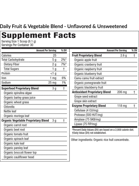 EquiLife, Daily Fruit and Vegetable Blend Bottle, Unflavored, 9.6 oz