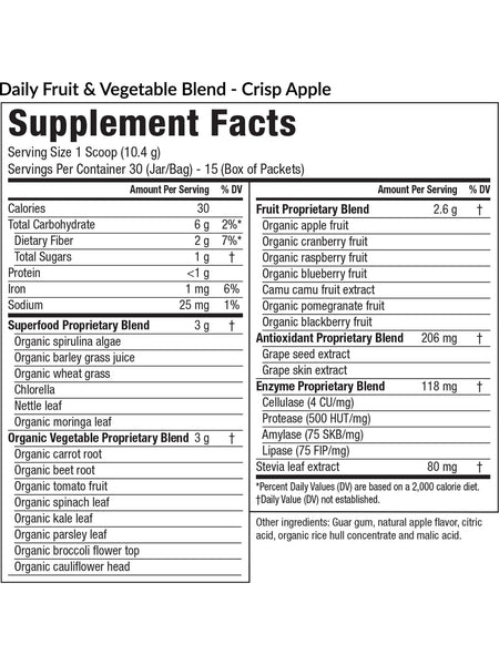 EquiLife, Daily Fruit and Vegetable Blend Travel Packets, Crisp Apple, 14 Packets