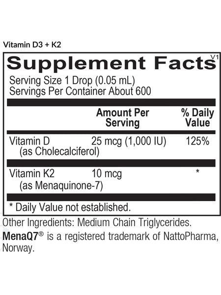 EquiLife, Vitamin D3 + K2, 1 fl oz