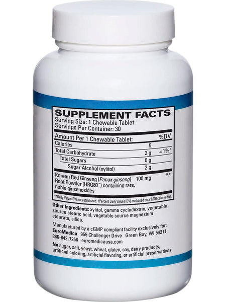 EuroMedica, Red Ginseng Energy Chewable, 30 Chewable Tablets