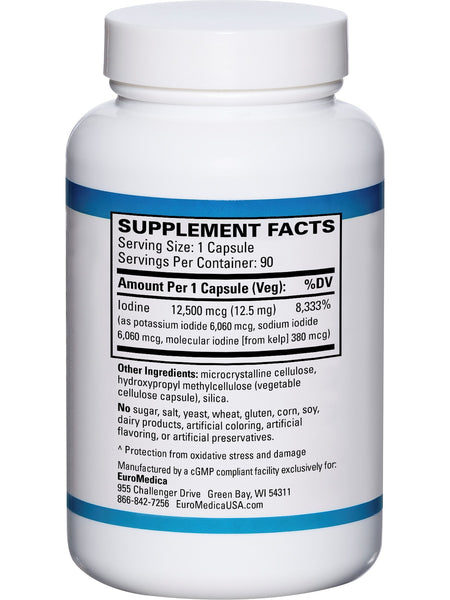 EuroMedica, Tri-Iodine, 12.5 mg, 90 Capsules