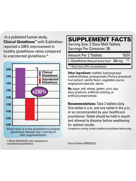EuroMedica, Clinical Glutathione, 60 Slow Melt Tablets