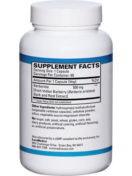 EuroMedica, Berberine, 500 mg, 60 Capsules