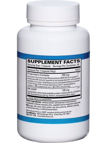 EuroMedica, DIM + Curcumin, 30 Capsules