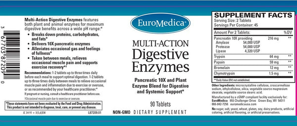EuroMedica, Multi-Action Digestive Enzymes, 90 Tablets