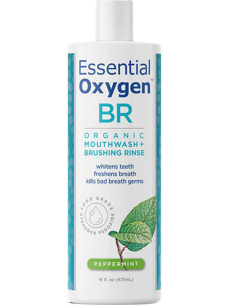 Essential Oxygen, BR, Organic Mouthwash + Brushing Rinse, Peppermint, 16 fl oz