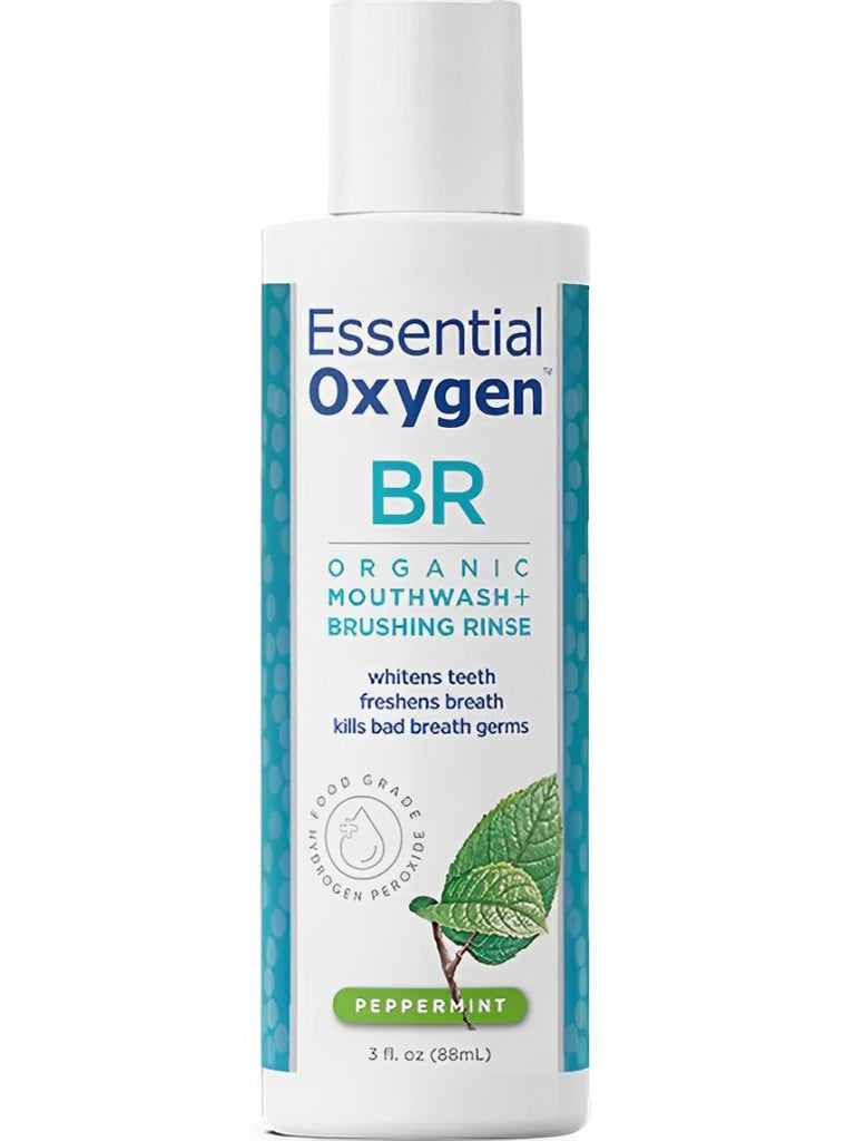 Essential Oxygen, BR, Organic Mouthwash + Brushing Rinse, Peppermint, 3 fl oz