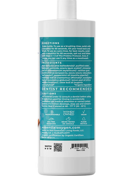 Essential Oxygen, BR, Organic Mouthwash + Brushing Rinse, Cinnamint, 32 fl oz