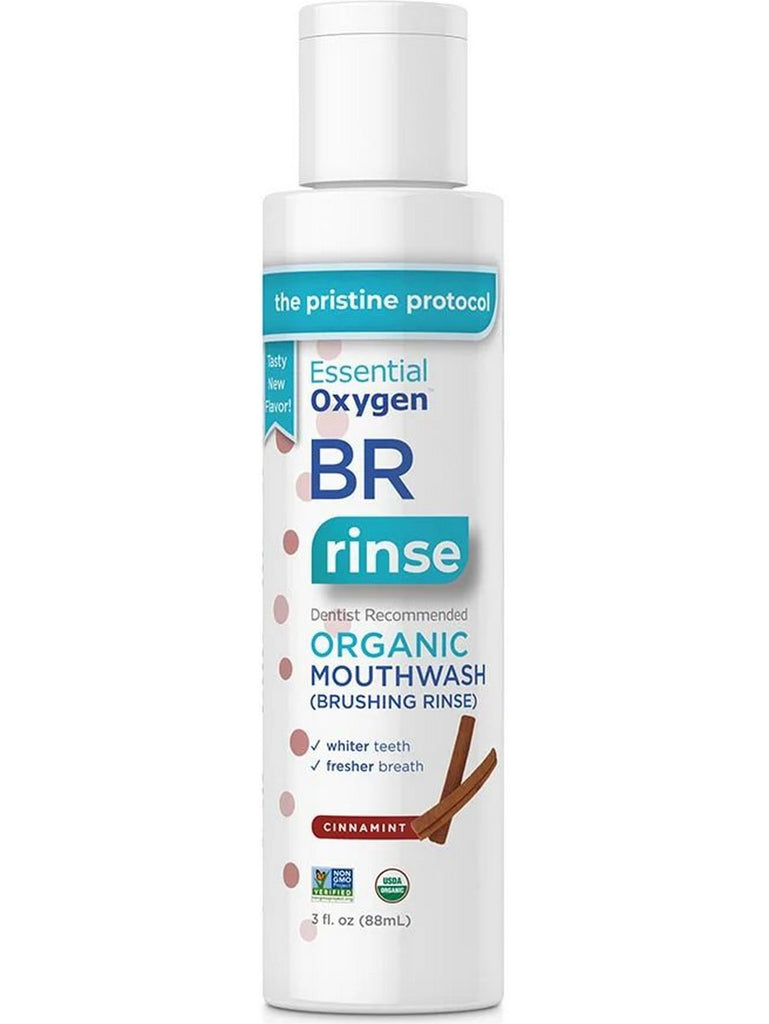 Essential Oxygen, BR, Organic Mouthwash + Brushing Rinse, Cinnamint, 3 fl oz