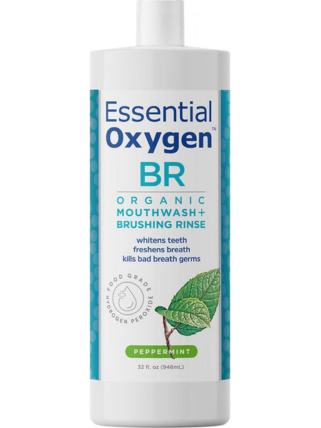 Essential Oxygen, BR, Organic Mouthwash + Brushing Rinse, Peppermint, 32 fl oz