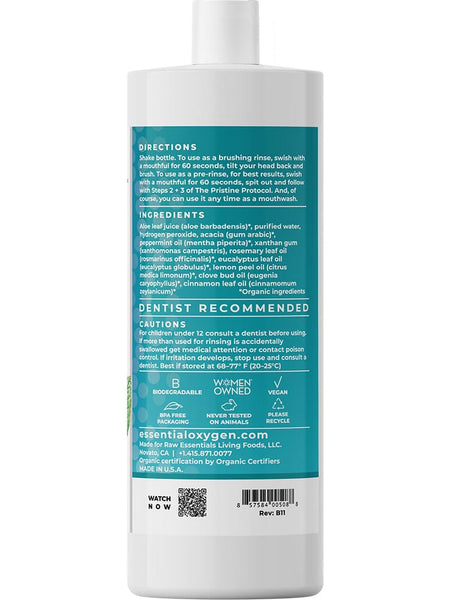 Essential Oxygen, BR, Organic Mouthwash + Brushing Rinse, Peppermint, 32 fl oz
