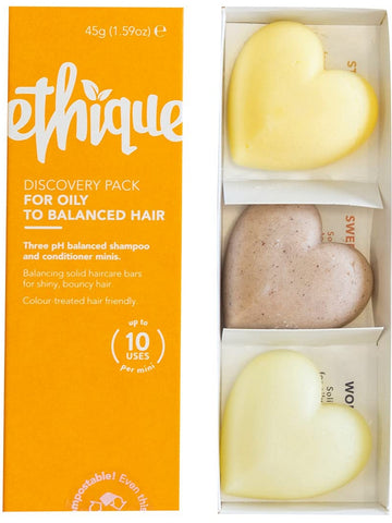 Ethique, Discovery Pack For Oily To Balanced Hair, 3 Travel Bars, 1.59 oz
