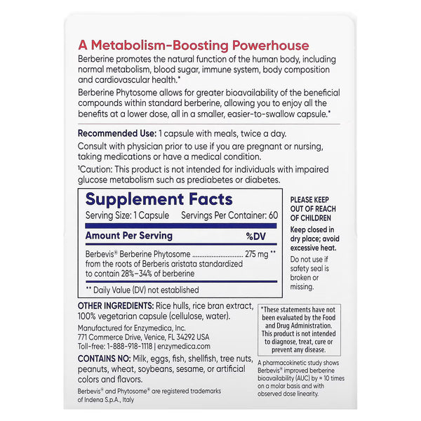 Enzymedica, Berberine Phytosome, 60 Capsules