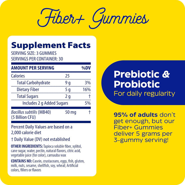 Enzymedica, Fiber+ Gummies, Pre and Probiotic, Blood Orange, 90 Gummies