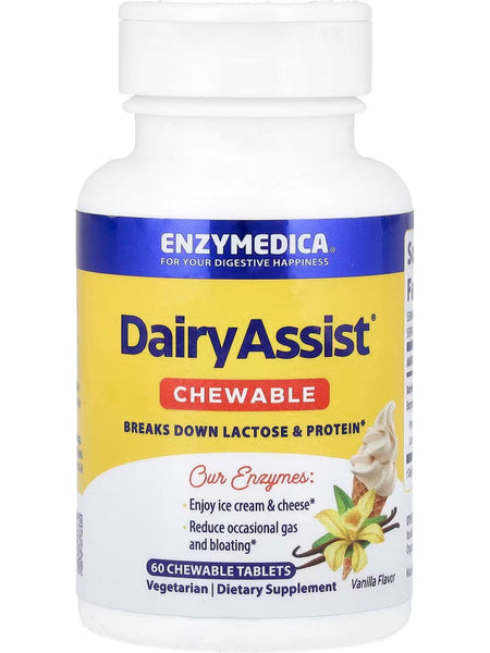 Enzymedica, DairyAssist Chewable, 60 Chewable Tablets