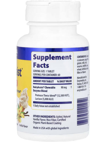 Enzymedica, DairyAssist Chewable, 60 Chewable Tablets