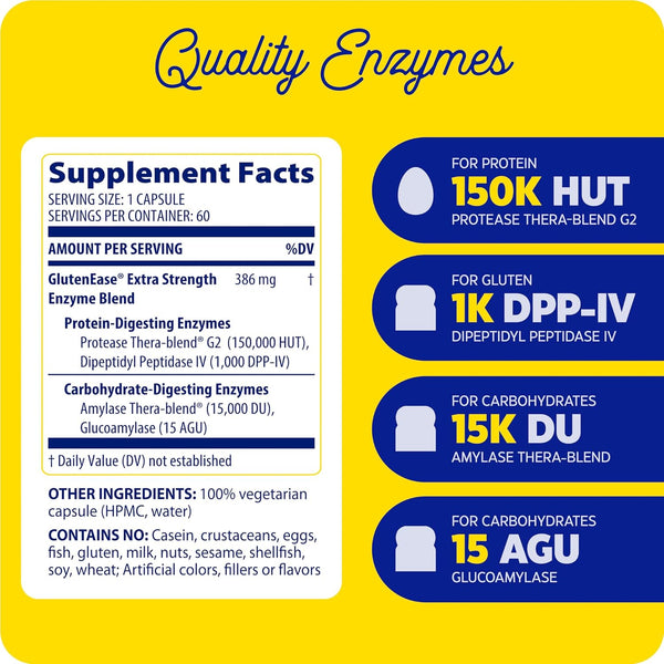 Enzymedica, GlutenEase Extra Strength, 60 Capsules