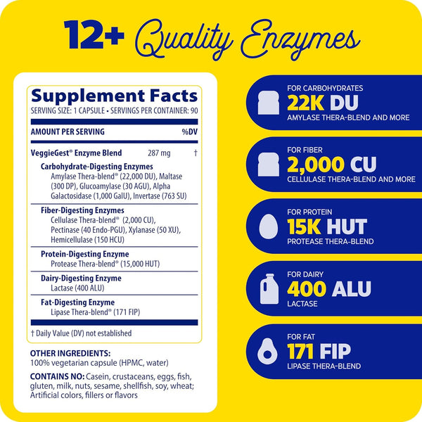 Enzymedica, VeggieGest, 90 Capsules