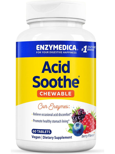 Enzymedica, Acid Soothe Chewable, Berry, 60 Tablets