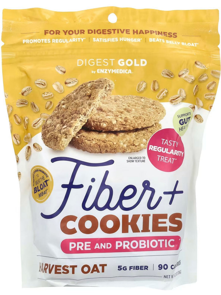 Enzymedica, Fiber+ Cookies, Pre and Probiotic, Harvest Oat, 6.21 oz