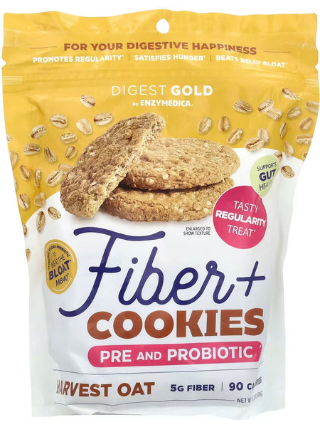 Enzymedica, Fiber+ Cookies, Pre and Probiotic, Harvest Oat, 6.21 oz