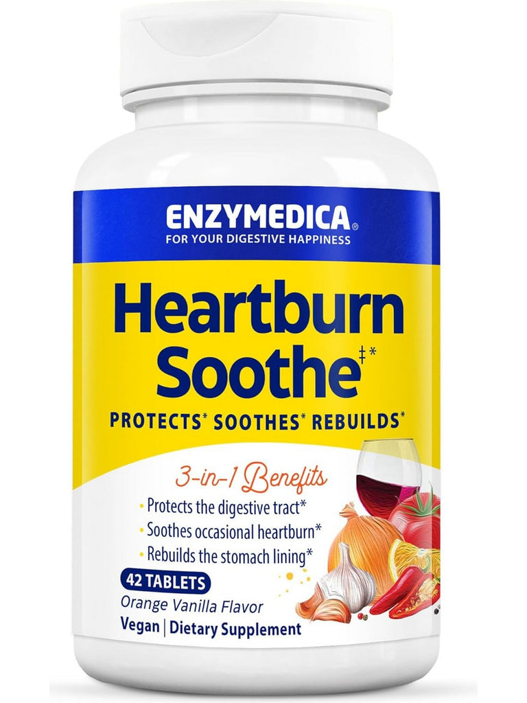 Enzymedica, Heartburn Soothe, Orange Vanilla, 42 Tablets