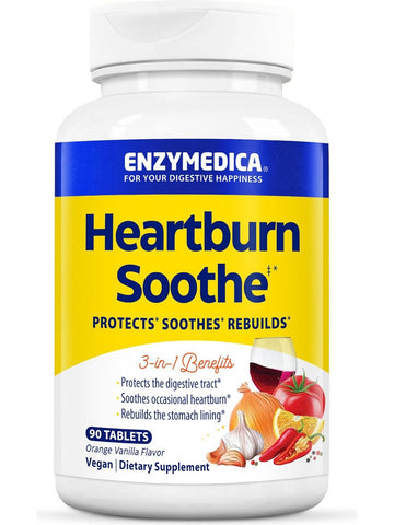 Enzymedica, Heartburn Soothe, Orange Vanilla, 90 Tablets