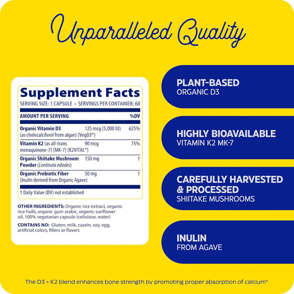 Enzymedica, Vitamin D3+K2, 60 Capsules