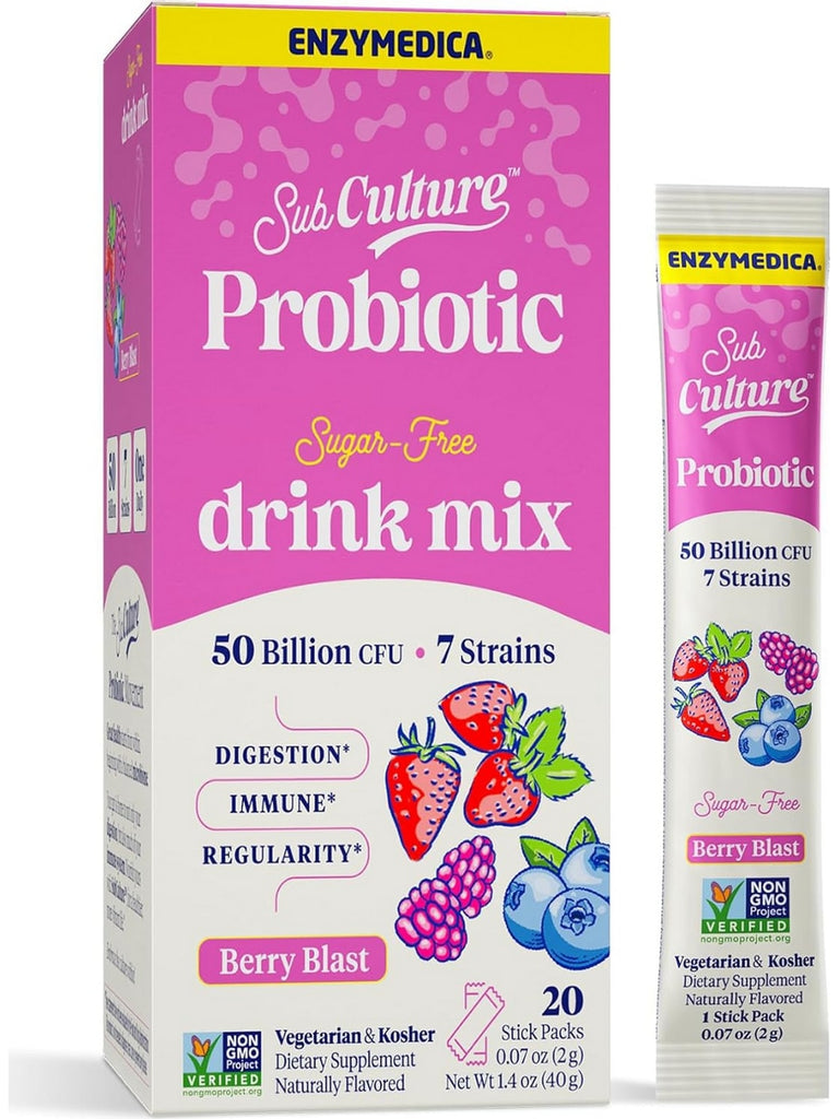 Enzymedica, SubCulture Probiotic Stick Packs, Berry Blast, 20 Stick Packs