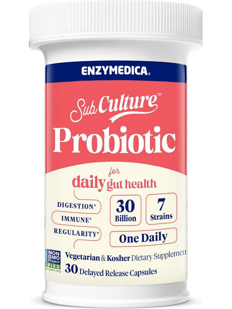 Enzymedica, SubCulture Probiotic for Daily Gut Health, 30 Delayed Release Capsules