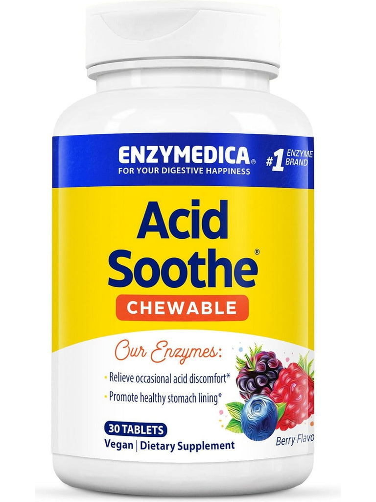 Enzymedica, Acid Soothe Chewable, Berry, 30 Tablets