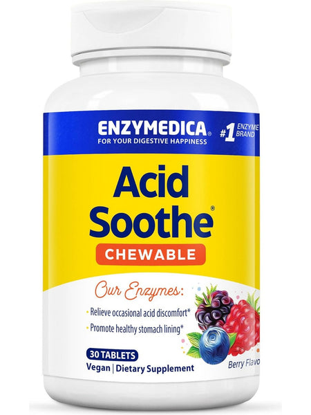 Enzymedica, Acid Soothe Chewable, Berry, 30 Tablets