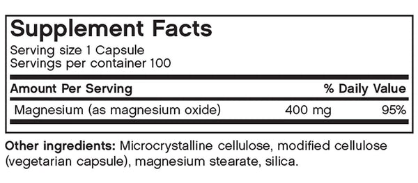 Futurebiotics, Magnesium 400 mg, 100 Vegetarian Capsules