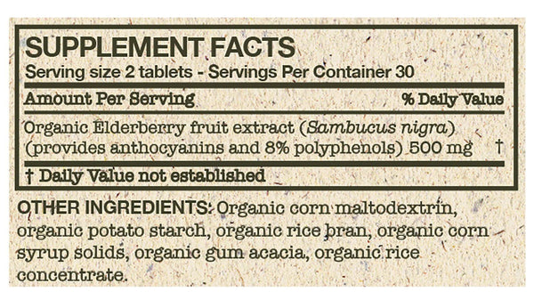 Futurebiotics, Certified Organic Elderberry Extract, 500 mg, 60 Organic Vegetarian Tablets