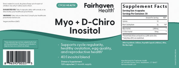 Fairhaven Health, Myo + D-Chiro Inositol, 120 Capsules