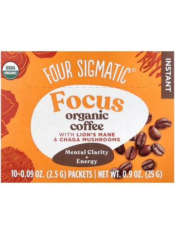 Four Sigmatic, Focus Organic Coffee with Lion's Mane and Chaga Mushrooms, 10 Packets